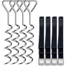 Heavy duty corkscrew stakes for trampoline anchoring