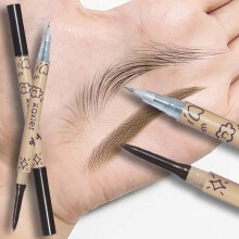 (Dark coffee) 2 In1 Liquid Eyebrow Tattoo Pen Ultra Thin Double Head Sweat-proof Easy To Color Water Brow Pen Eyes Cosmetic Makeup