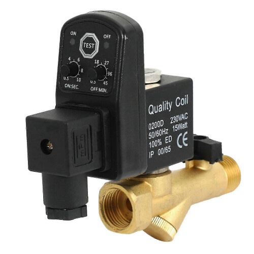 Electronic drain valve for compressor, 2-way automatic, 1/2inch, AC 220V