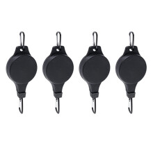 Plantenkatrol Intrekbare Hanger Plantkatrol in Hoogte Verstelbaar Wiel voor Het Ophangen van Planten Binnen (4 STUKS) ZWART