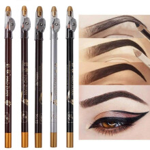 (Grey) 5 Colors Eyebrow Pencil Easy To Use Eyeliner Long Lasting Natural Cosmetic Waterproof Wood Eyebrow Enhancer Eye Makeup