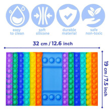 Large Pop It Game Board for Two Players, Rainbow Bubble Fidget Sensory Toy for Stress Relief