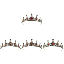 4Stk Rote Hochzeit Diadem Braut Haarschmuck Barock Stil Schmuck