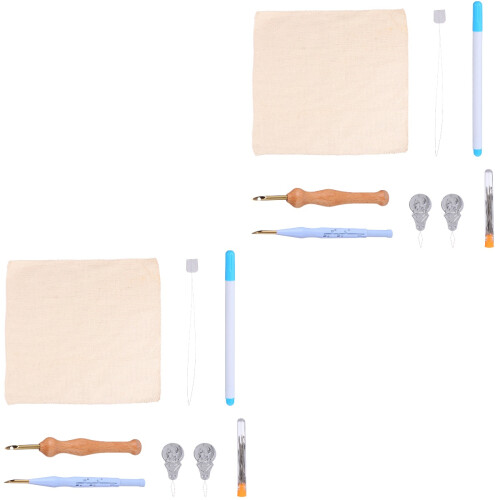 2Sets Stickerei Set Punch Needle Mit Langlebigem Holzgriff Bunt 2