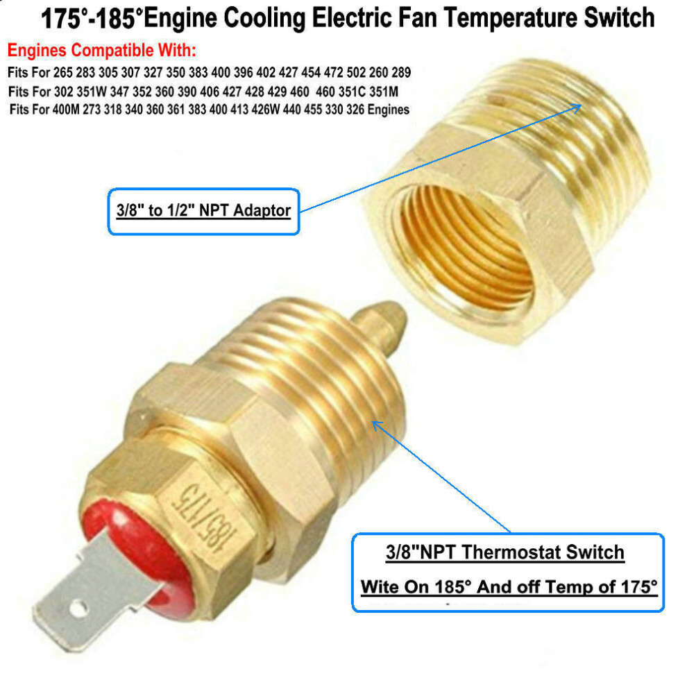 (165-185??) 185??~175?? Npt3/8?? Auto Engine Cooling Electric Fan Thermostat Temperature Switch Gold 413590926252