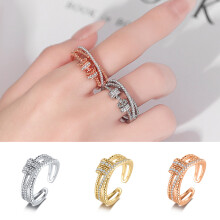 (Golden Yellow) Adjustable Anti-Anxiety Spinner Ring - Rotating Meditation & Fidget Bead Stress Relief
