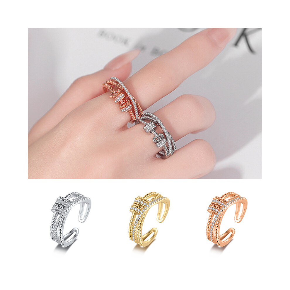 (Golden Yellow) Adjustable Anti-Anxiety Spinner Ring - Rotating Meditation & Fidget Bead Stress Relief