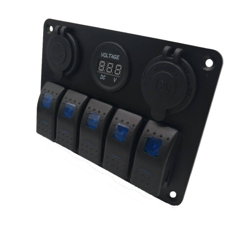 12/24V Switch Panel Cigarette Lighter Socket Car Dual USB Adapter Charger Marine