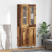 vidaXL Highboard 2 pcs Old Wood Engineered Wood