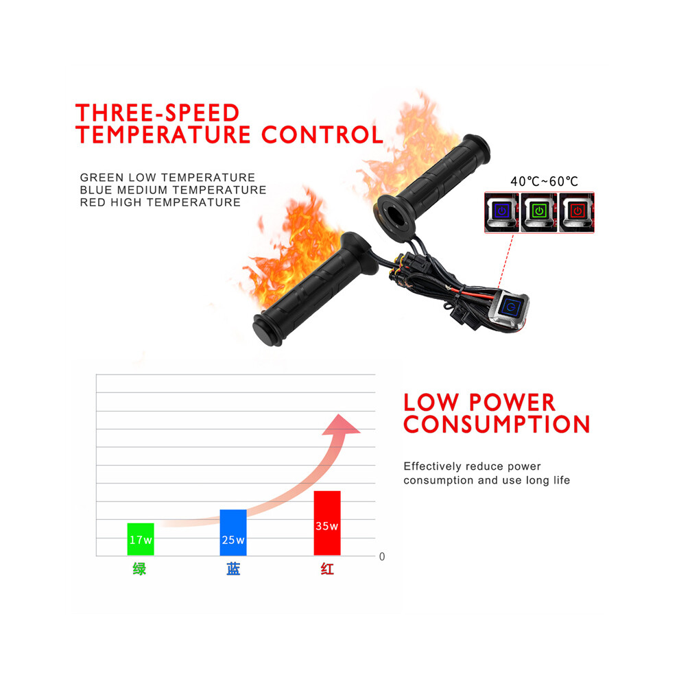 22Mm Motorcycle Electric Heated Warm Hand Grips, Adjustable Handlebar Grip 113121320565