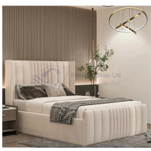 (4ft Small Double(No Gaslift), Grey(with Mattress)) Luxury Winged Panel Velvet Ottoman Bed Frame 54" Headboard Gas Lift Storage Mattress