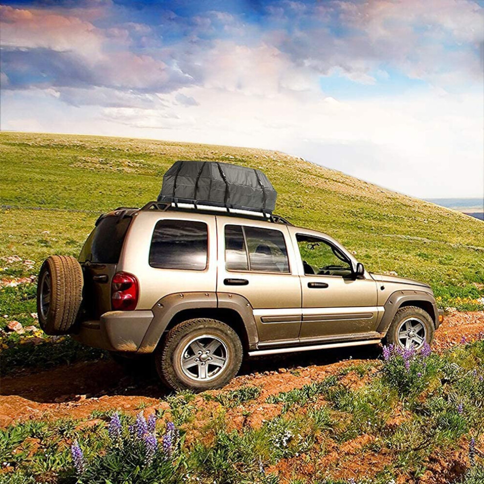 (Roof Bag) 600D Waterproof Car Rooftop Bag Cargo Carrier (15 Cubic Feet) For Cars Suv Travel 123643763368
