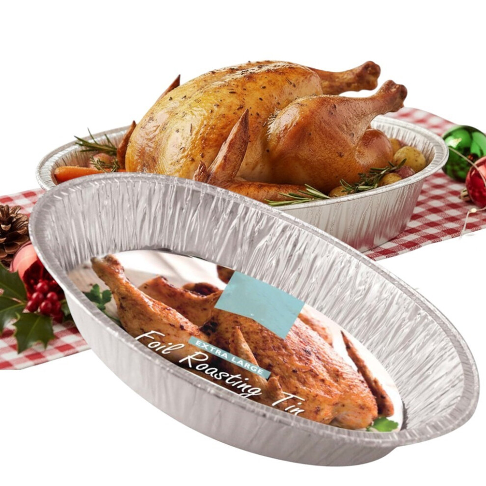 Kingfisher Extra Large Foil Roasting Tray Oval Disposable