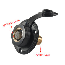 (White) Camper RV Trailer Fill Inlet Brass Connector Adapter with Check Valve & Hose Elbow
