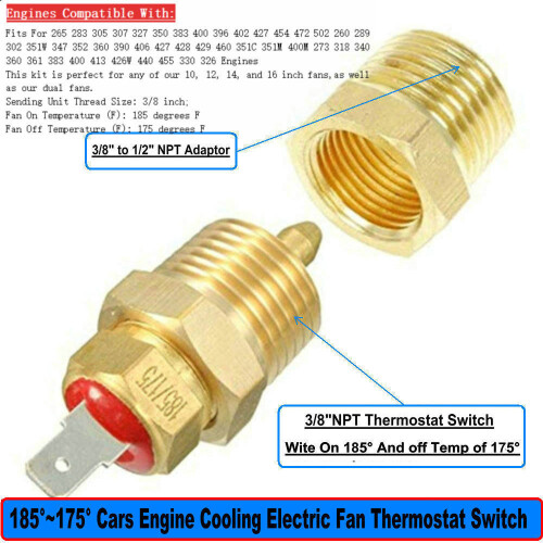NPT3/8inch 185¡ã-175¡ãF Automotive Engine Cooling Fan Switch with Hexagonal Nut 2