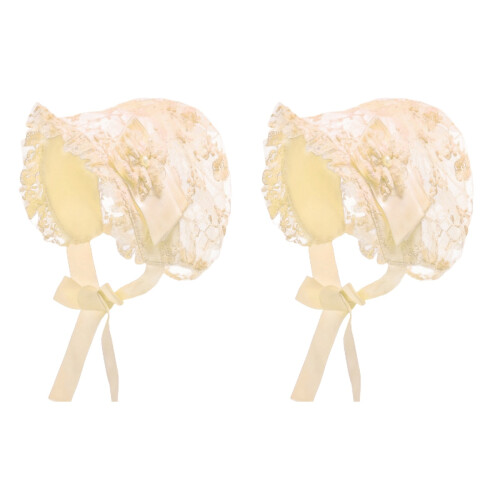 2Pièces Bonnet Bébé Beige En Élégant Pour Déco