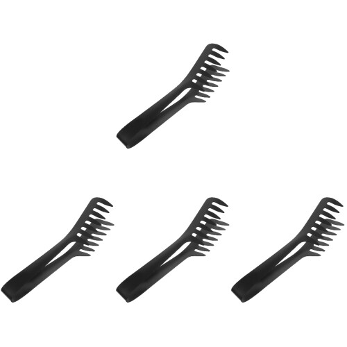4Pièces Pinces Noires Acier Pour Barbecue Buffet