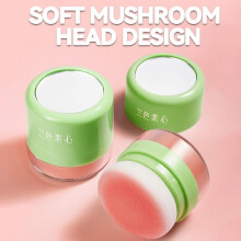 (matches the image) 1pc Nature Effect Pink Blush Powder Waterproof Portable Mushroom Head All Skin Tones Long-Lasting Makeup