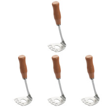 4Pièces Masher Maison En Acier Inoxydable Bois Pour Argenté