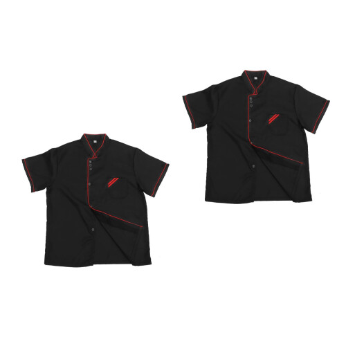 2Stk Schwarze Chefjacke Kurzarm Ölresistent Für Professionelle Köche