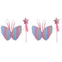 4Stk Kinder Feenkostüm Set Pink Mit Flügeln Und Stilvollem