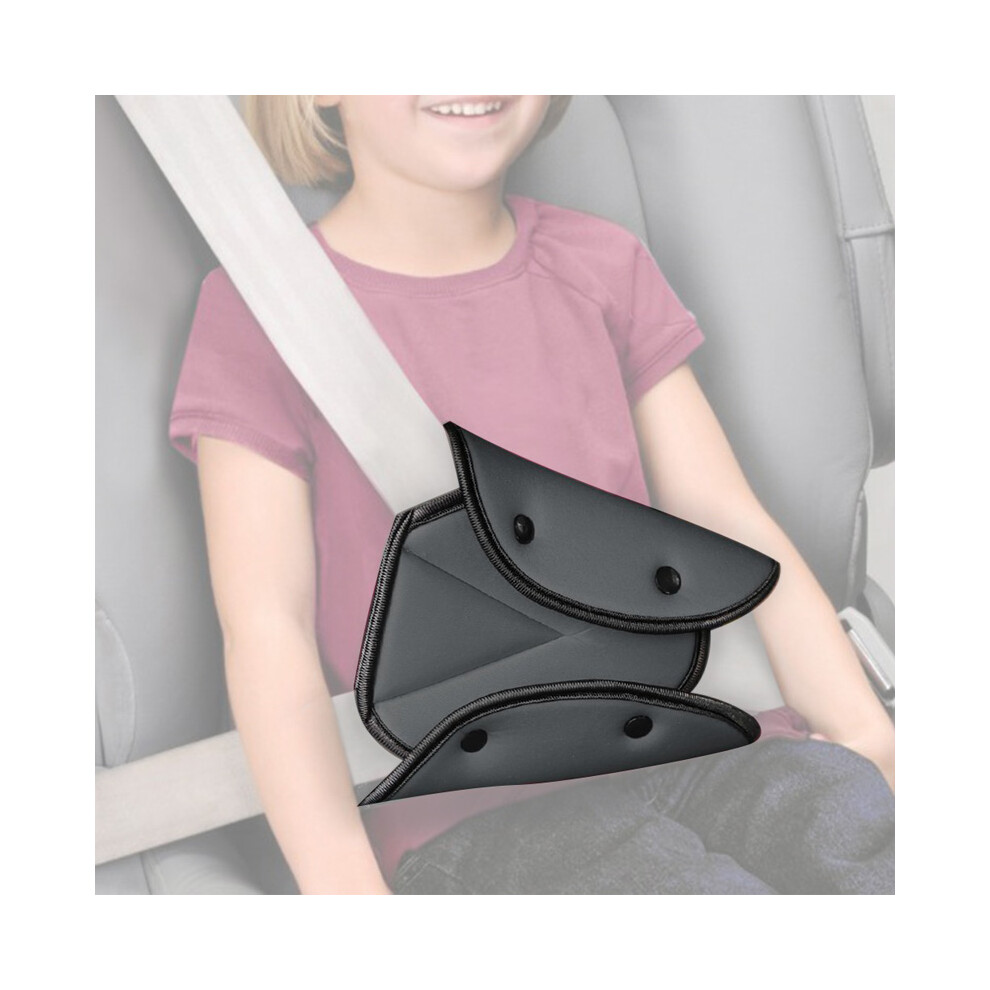 (Red) Child Seat Belt Adjuster & Shoulder Cover - Anti-Neck Pain Car Safety Positioner Red 123643772247