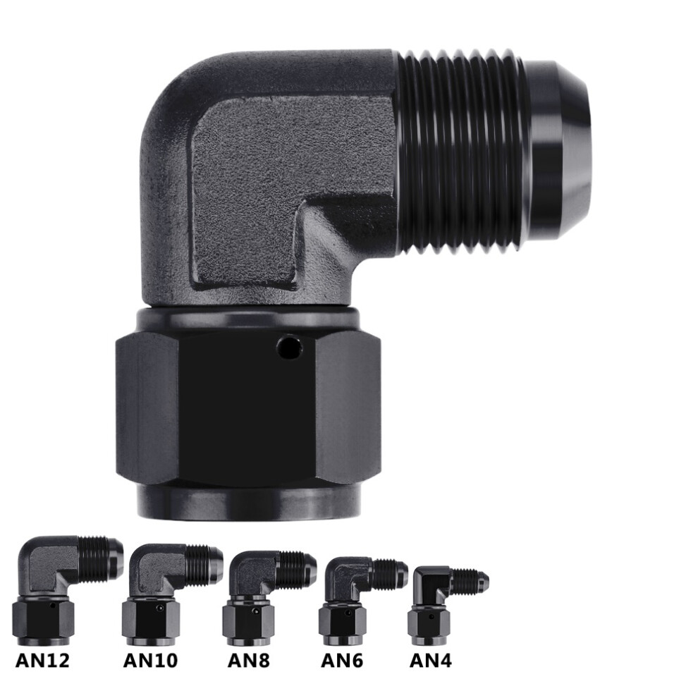 (45Â¡Ã£ AN4) Adapter 90 Degree Female AN4-AN12 Swivel Adaptors To Male Black