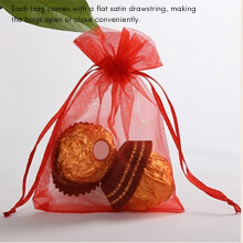 100Pcs Large Organza Bags, 20X30 cm Mesh Gift Bags Drawstring Jewelry Pouches for Christmas Wedding(Random Color)