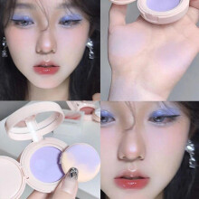 (Matches the image) Monochrome Blue Blusher Shadow Cream Cheek Blush Natural Multi-purpose Eye Shadow Rouge With Cushion Puff