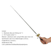 (Silver) Pen-Style Portable Telescopic Fishing Rods with Reel | Mini Ice & Rafting Folding Rods
