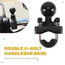 Double U-Bolt Motorcycle Bike Handlebar Rail Mount Base with 1.5 Inch for Camera for for
