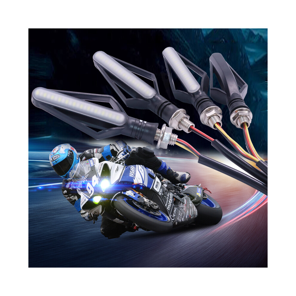 () Motorbike Two-Tone Turn Signals Flowing Turn Signals Brake Lights Daytime Lights White/Yellow 123643774197