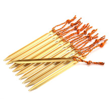 (black) 10PCS Universal Tent Stakes Pegs 700I Aluminium Alloy Ground Nails with Rope