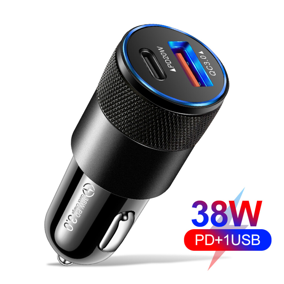 (White) 38W Qc3.0+Pd Dual Line Fast Charging Mobile Phone Car Charger White 123643773633