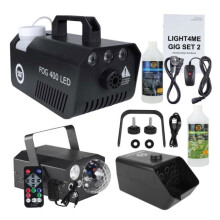 Set van podiumeffecten - LIGHT4ME - GIG SET 2 - LED rookmachine 400W - Bellenmachine 5000mAh - Multi-effect 4-in-1 RGBW