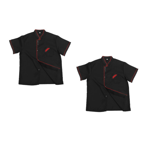 2Stk Schwarze Chefjacke Kurzarm Ölresistent Für Professionelle Köche 1