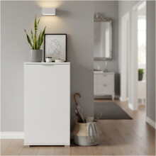 Móvel baixo - A PEDRA BRANCA - L45P38H85 cm (1 porta) - Branco fosco - Prateleira ajustável - Formato slim
