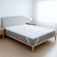 Colchão acolchoado efeito hotel - THE WHITE STONE - 80 x 190 cm - Acolchoado 800 g/m² - Microfibra respirável - Elásticos de fixação