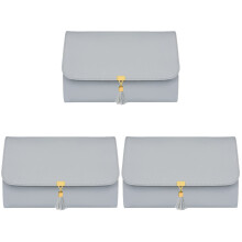 3Stk Kleine Schmuckrolle Grau Leder Faltbar Und