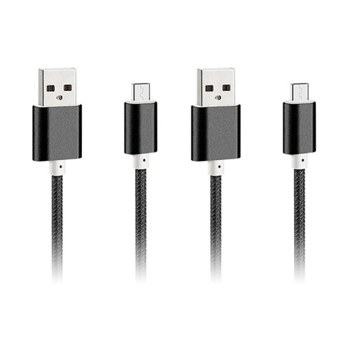 2Stk Schwarz Micro USB Ladekabel Nylon Geflochten Hohe Ladeleistung
