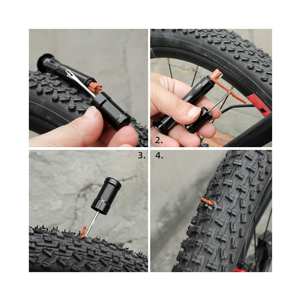 Bicycle Tire Repair Kit: Portable Tubeless Puncture Emergency Plug Fix Black 113121907186