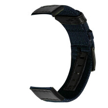 (Blue, Fenix 5x) Quick Woven Nylon & Leather Band for Garmin Fenix 5X/5X Plus/3 HR Fenix 5