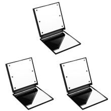 3St Mini Make-Up Spiegel Zwart Met LED Licht Compacte Make-Up Spiegel
