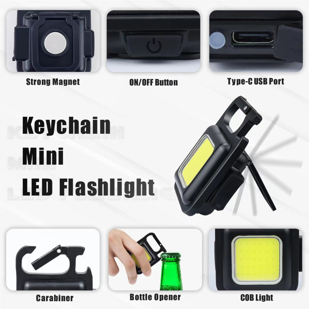 Mini Rechargeable Cob Work & Keychain Camping Flash - Usb Charging Light 413590953791
