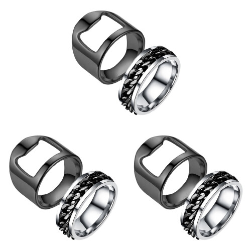 3Paare Fingeröffner Ring Bieröffner Schwarzer Stressring 1