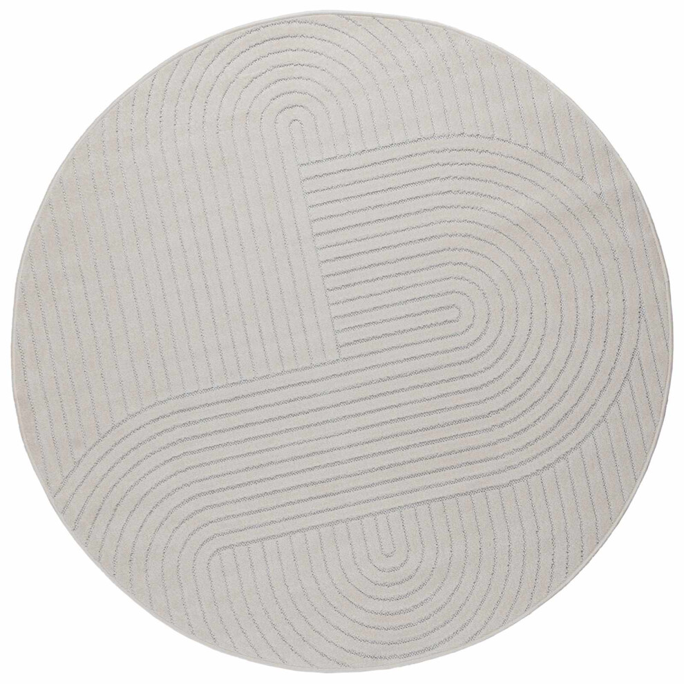 Vidaxl Area Rugs Round Palmeras Cream Ø 160 Cm Polyester