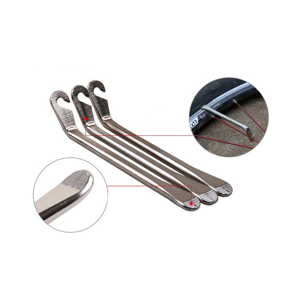 3Pcs Metal Bicycle Tire Levers, Iron Spoon Type Tyre Changing Tool Set 413590959946