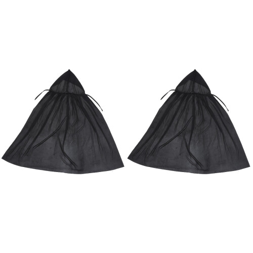 2Stk Schwarzer Halloween Cape, Robustes Party- Cosplay-Umhang-Set