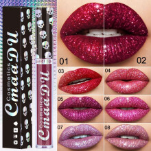 (Matches the image) Diamond Lip Gloss Shiny Glitter Liquid Lipstick Metallic Lip Glaze Highly Pigmented Long Lasting Lipstick Lip Makeup
