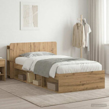 vidaXL Bed Frame with Storage Artisan Oak 90 x 190 cm Engineered Wood